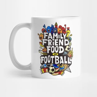 doodle family friend food n football Mug